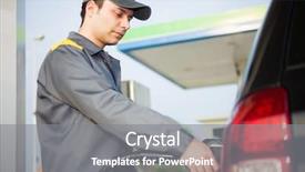  Presentation with fuel station - Audience pleasing presentation consisting of portrait of a gas station backdrop and a gray colored foreground