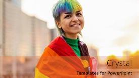  Presentation with rainbow flag - Colorful theme enhanced with portrait-of-a-gender-fluid backdrop and a red colored foreground