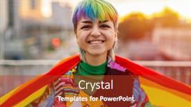  Presentation with rainbow flag - Beautiful PPT layouts featuring portrait-of-a-gender-fluid backdrop and a red colored foreground