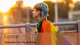  Presentation with gender - Beautiful PPT theme featuring portrait-of-a-gender-fluid backdrop and a coral colored foreground