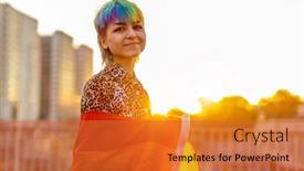  Presentation with rainbow flag - Colorful PPT layouts enhanced with portrait-of-a-gender-fluid backdrop and a red colored foreground