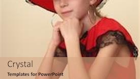  Presentation with noise - Presentation enhanced with portrait of a girl in red hat and red dress with black lace image contains some noise background and a coral colored foreground