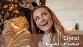  Presentation with joy - PPT theme having portrait-of-a-girl background and a tawny brown colored foreground