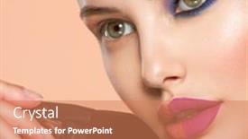  Presentation with natural cosmetic - PPT theme having portrait-of-a-girl background and a coral colored foreground