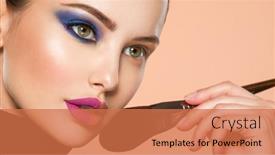  Presentation with natural cosmetic - Amazing PPT theme having portrait-of-a-girl backdrop and a coral colored foreground