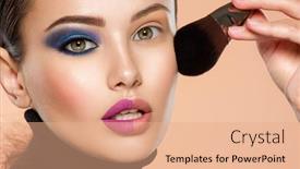  Presentation with natural cosmetic - Audience pleasing slide set consisting of portrait-of-a-girl backdrop and a coral colored foreground