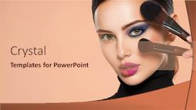  Presentation with natural cosmetic - Amazing PPT theme having portrait-of-a-girl backdrop and a coral colored foreground