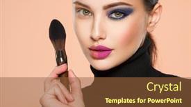  Presentation with natural cosmetic - PPT layouts enhanced with portrait-of-a-girl background and a tawny brown colored foreground