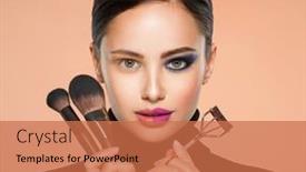  Presentation with bright white - Presentation theme with portrait-of-a-girl background and a coral colored foreground