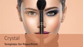  Presentation with natural cosmetic - Beautiful presentation theme featuring portrait-of-a-girl backdrop and a coral colored foreground