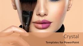  Presentation with natural cosmetic - Colorful presentation theme enhanced with portrait-of-a-girl backdrop and a coral colored foreground
