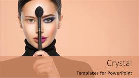  Presentation with natural cosmetic - Presentation consisting of portrait-of-a-girl background and a coral colored foreground