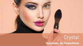  Presentation with natural cosmetic - Beautiful presentation design featuring portrait-of-a-girl backdrop and a coral colored foreground