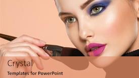  Presentation with natural cosmetic - Amazing slide set having portrait-of-a-girl backdrop and a coral colored foreground