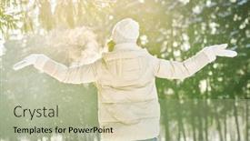  Presentation with winter - Theme featuring portrait-of-a-girl background and a mint green colored foreground