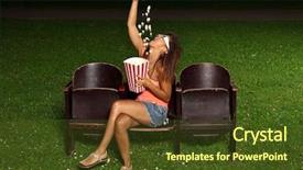  Presentation with cinema - PPT theme enhanced with popcorn in to the summer background and a tawny brown colored foreground