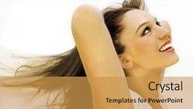  Presentation with keyword - Audience pleasing presentation theme consisting of portrait of a girl with natural make up keyword for more pictures is johanna7 backdrop and a gold colored foreground