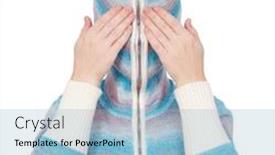  Presentation with evil - Cool new presentation with portrait of a girl in cardigan with a hood with no face see no evil backdrop and a light blue colored foreground