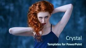  Presentation with cosmetics beauty - Audience pleasing presentation theme consisting of portrait of a gorgeous beautiful young woman posing in the studio beauty cosmetics backdrop and a ocean colored foreground