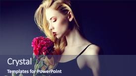  Presentation with maroon - Slides featuring portrait of a gorgeous blonde woman with sensual maroon lips beauty fashion make-up cosmetics background and a ocean colored foreground