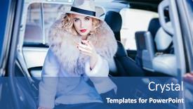  Presentation with chick - Cool new PPT layouts with portrait-of-a-gorgeous-bonde backdrop and a ocean colored foreground