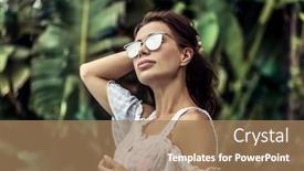  Presentation with rainforest - Audience pleasing presentation theme consisting of portrait of a gorgeous woman in rainforest attractive sexy model wearing stylish sunglasses luxury photoshoot in the jungle enjoying summer vacation on exotic island backdrop and a coral colored foreground