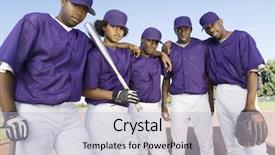  Presentation with baseball team - Amazing PPT layouts having portrait of a group of african american baseball team mates backdrop and a light blue colored foreground