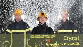  Presentation with female leader - Slide set consisting of portrait-of-a-group background and a  colored foreground