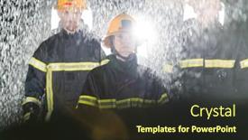  Presentation with female leader - Slides having portrait-of-a-group background and a  colored foreground