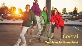  Presentation with parking lot - PPT theme with portrait-of-a-group background and a violet colored foreground