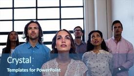  Presentation with coworkers - Colorful slide set enhanced with portrait of a group backdrop and a ocean colored foreground