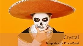  Presentation with sugar skull - Slide deck consisting of portrait-of-a-handsome-boy background and a gold colored foreground