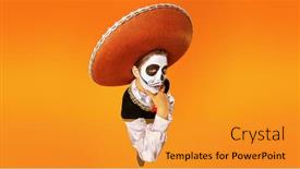  Presentation with sugar skull - Slide set with portrait-of-a-handsome-boy background and a gold colored foreground