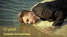  Presentation with black man - Presentation design featuring portrait-of-a-handsome-brunet background and a tawny brown colored foreground