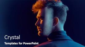  Presentation with black art - Slide deck enhanced with portrait-of-a-handsome-brutal background and a navy blue colored foreground