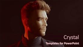  Presentation with black art - Slide deck with portrait-of-a-handsome-brutal background and a wine colored foreground