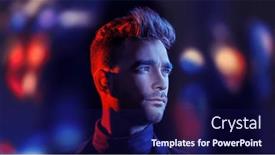  Presentation with black art - PPT theme consisting of portrait-of-a-handsome-brutal background and a navy blue colored foreground