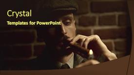  Presentation with detective - Audience pleasing PPT layouts consisting of portrait-of-a-handsome-courageous backdrop and a wine colored foreground