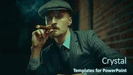  Presentation with rich man - Amazing presentation design having portrait-of-a-handsome-courageous backdrop and a wine colored foreground