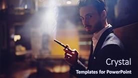  Presentation with smoking - Colorful presentation theme enhanced with portrait-of-a-handsome-courageous backdrop and a wine colored foreground