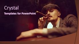  Presentation with rich man - Audience pleasing presentation theme consisting of portrait-of-a-handsome-courageous backdrop and a wine colored foreground