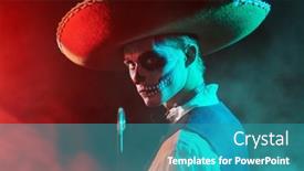  Presentation with elegant light blue - PPT theme with portrait-of-a-handsome-elegant background and a  colored foreground