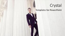  Presentation with elegant - Colorful theme enhanced with portrait of a handsome elegant young man backdrop and a sky blue colored foreground