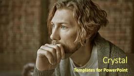  Presentation with old man - Slide deck consisting of portrait-of-a-handsome-forty background and a tawny brown colored foreground