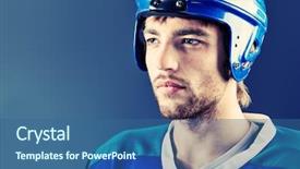  Presentation with hockey - PPT theme with portrait of a handsome ice background and a ocean colored foreground