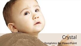  Presentation with brown bear - Colorful PPT theme enhanced with portrait of a handsome kid wearing a brown bear sweatshirt backdrop and a coral colored foreground