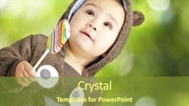  Presentation with brown bear - Beautiful presentation featuring kids rainbow background - portrait of a handsome kid backdrop and a tawny brown colored foreground