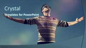  Presentation with sky - Cool new PPT theme with portrait-of-a-handsome-man backdrop and a ocean colored foreground