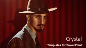  Presentation with luxury fashion - PPT layouts with portrait-of-a-handsome-man background and a wine colored foreground