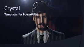  Presentation with cigar - PPT layouts enhanced with portrait-of-a-handsome-man background and a wine colored foreground